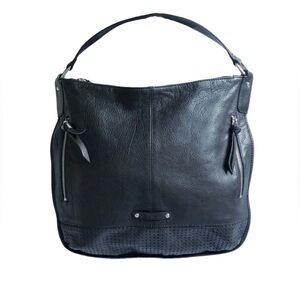 b. makowsky Sleek Black Leather Hobo
